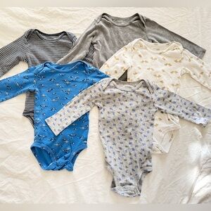 Simple Joys by Carter’s  Long Sleeves Bodysuit Vehicles Gray 12 Months  Lot of 5